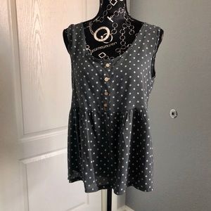 Gray polka dot peplum top • Florencia
